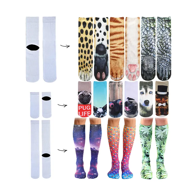 High quality printed cotton socks custom print socks sublimation socks