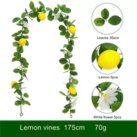 Dekorasi langit-langit plastik hijau terenkripsi, tanaman gantung dinding, pohon lemon simulasi, tanaman rambat lemon buatan untuk acara Paskah