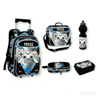 Ensemble de sacs à roulettes scolaires 5-en-1 de 17 pouces, emballé en boîte colorée, avec trousse à crayons, sac à déjeuner, boîte à repas, bouteille d'eau, 5 pièces, sac à dos pour étudiant