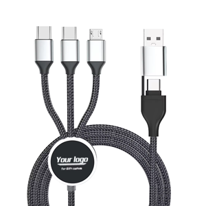 Dạ Quang Logo xách tay đa <span class=keywords><strong>3</strong></span> trong 1 cáp USB với ánh sáng LED Sạc Nhanh loại sạc điện thoại Cáp sạc nhanh - Product Image 1