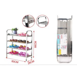 Scarpiera moderna a 4 ripiani in acciaio convertibile 60x26x66cm in ferro per accessori da soggiorno
