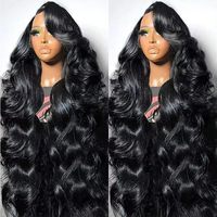 Wig Rambut Asli Brasil 13x4 HD Transparent Lace Front untuk Wanita, 34 Inch Body Wave, Kepadatan 250%, Pre Plucked Lace Front Wig