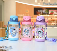 Vaso de Agua Infantil Unisex de Plástico con Pajita, Libre de BPA, Antiderrames, Ecológico, Apto para Lavavajillas, Portátil, para la Escuela