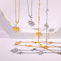 Mode or argent céleste soleil lune étoile empilable en acier inoxydable collier ensemble pour les femmes à la mode bijoux en métal