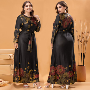 Abito Primaverile Estivo Plus Size, Elegante <span class=keywords><strong>Abbigliamento</strong></span> Femminile, Maglia a Maniche Lunghe Extra Large - Product Image 6