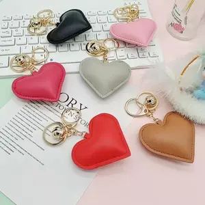 New Fashion Innovation Heart Shape Keyrings Handmade Custom Pu Leather Keychain