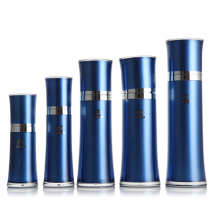 Botella de bomba de loción acrílica cilíndrica Envase cosmético con anillo de plata - Product Image 2