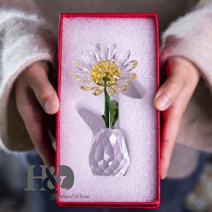Juego de Caja de Regalo Semielaborada de Cristal con Margaritas, Estilo Moderno y Minimalista, Decoración para el Hogar y el Automóvil - Product Image 6