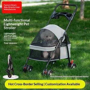 Kedi ve Köpekler İçin Hafif Katlanabilir Metal Taşıma Arabası Açık Hava Sınır Ötesi İhracat - Product Image 4