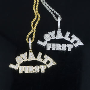 Iced Full 5A CZ pavimentado LEALTAD Primera letra Colgante Cadena de cuerda larga Plateado Hip Hop Estilo Hombres <span class=keywords><strong>Novio</strong></span> Regalo Latón Zircon - Product Image 3