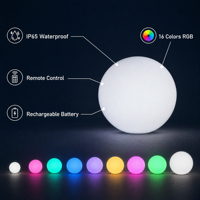 COOLQING Boule lumineuse LED personnalisée en PE, sans fil, à lumière chaude, pour décoration intérieure et extérieure, centre de table et événements