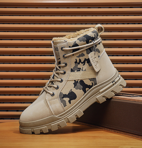 2024 nouvelles bottes d'hiver pour hommes fourrure intérieur chaud haut semelle épaisse bottes de travail rétro britannique chaussures pour hommes - Product Image 2