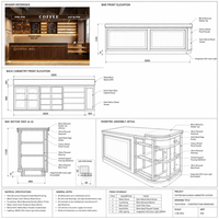 Comptoir de service vintage en bois foncé sur mesure pour café, comptoir de réception avec vitrine de boulangerie