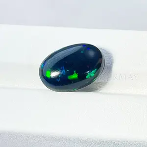 High Quality Natural Black Opal Gemstone Flat Back Cabochon Oval Opal Stone Price