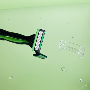 <span class=keywords><strong>Mango</strong></span> de goma de afeitar curvo de 3 cuchillas de acero inoxidable para hombres con diseño de espalda abierta - Product Image 5
