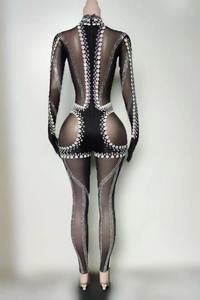 Combinaison sexy en résille transparente, style justaucorps, pour <span class=keywords><strong>danse</strong></span> du Xinjiang, Halloween, fête d'anniversaire, spectacle de chanteuse, Drag Queen, Pole Dance - Product Image 6