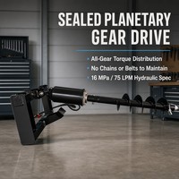 Tarière hydraulique pour mini-chargeuse avec transmission à engrenages planétaires, pour le creusement de trous de poteaux et la plantation d'arbres