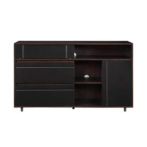 DB Contemporary Detailed-Door <b>Sideboard</b> with Open Storage 鈥?<b>Dark</b> Espresso / Solid Black - Product Image 2