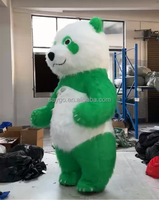 Costume de Mascotte Panda Gonflable Haute Qualité Violet et Vert, Alimentation par Batterie, Design Violet, Thème Animal Réaliste, Unisexe Adultes, Mardi Gras