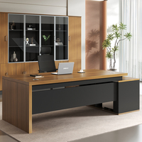 Table de Bureau en Bois de Direction Moderne Luxe en L pour PDG et Manager, Bureau Exécutif en Bois pour Mobilier de Bureau