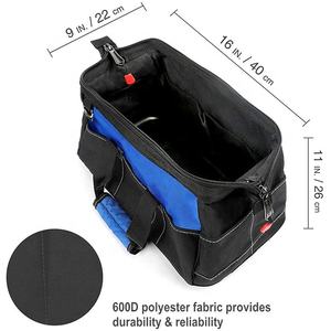 Sac à outils classique à large fermeture éclair de 16 pouces avec Base étanche | Sangle réglable pour le stockage d'accessoires à main - Product Image 6