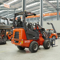 EVERUN ER1220 Loader Roda Depan Mini Artikulasi untuk Pertanian, Populer untuk Grosir, Dilengkapi Bucket Kecil dan Garpu