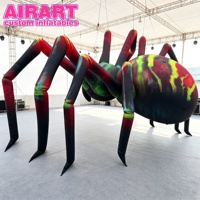 Araignée géante gonflable colorée suspendue, accessoire d'araignée effrayante à dégradé de couleurs pour la décoration de plafond et de toile de fond de maison hantée
