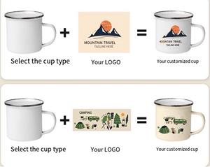 Tazas de cerámica de 210ml, 350ml, 500ml, con efecto moteado, aptas para lavavajillas, para acampar al aire libre, tazas de café esmaltadas de Metal para uso diario - Product Image 2