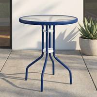 Table en verre trempé moderne et minimaliste pour l'extérieur, résistante à l'eau et au soleil, idéale pour la terrasse, la cour, le petit balcon - Parfaite pour s'asseoir autour du thé