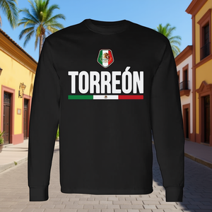 T-shirt à manches longues Torreon Mexique avec drapeau, idéal pour les vacances en Mexique, chemise amusante - Product Image 3