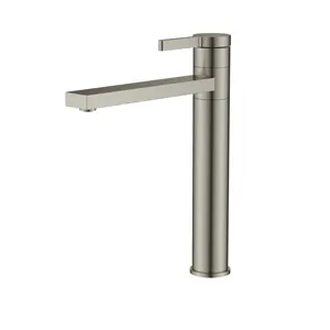 Brushed Nickel Vessel Sink Faucet Vanity Bathroom Faucet Basin Mixer Tap Single Handle Single Hole Tall Bathroom Sink Faucet