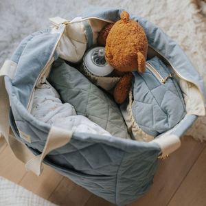 Sac à bandoulière matelassé en coton pour maman et bébé, avec logo personnalisé, pour le voyage, organisateur de couches, sac fourre-tout pour usage quotidien, vente en gros - Product Image 6
