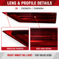 Gruppo Luci Posteriori Destro Interno di Alta Qualità OE 31656674 31689694 per Volvo XC60