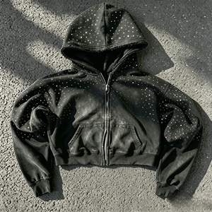 เสื้อฮู้ดซิปผู้ชายสีดำ ผ้าฟลีซ ทรงปกติ มีกระเป๋า ผ้าถัก - Product Image 3