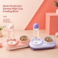 Bol double pour animaux de compagnie en forme de tête de chat, bol à nourriture pour chien et chat, fontaine à eau automatique, bol d'alimentation personnalisable pour animaux de compagnie