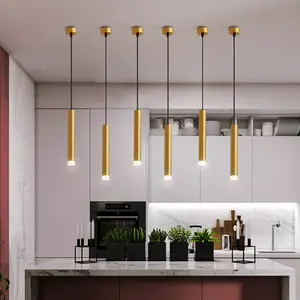 Modern Dimmable LED Hanging Lamp Long Tube Pendant Light For Kitchen Dining Room Shop Bar Decor Cylinder Pipe Spot Lights