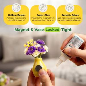 Imanes para Refrigerador, Mini Jarrón de Cerámica con Flores Artificiales, Pequeños Macetas para Cocina, Refrigerador y Oficina - Product Image 5