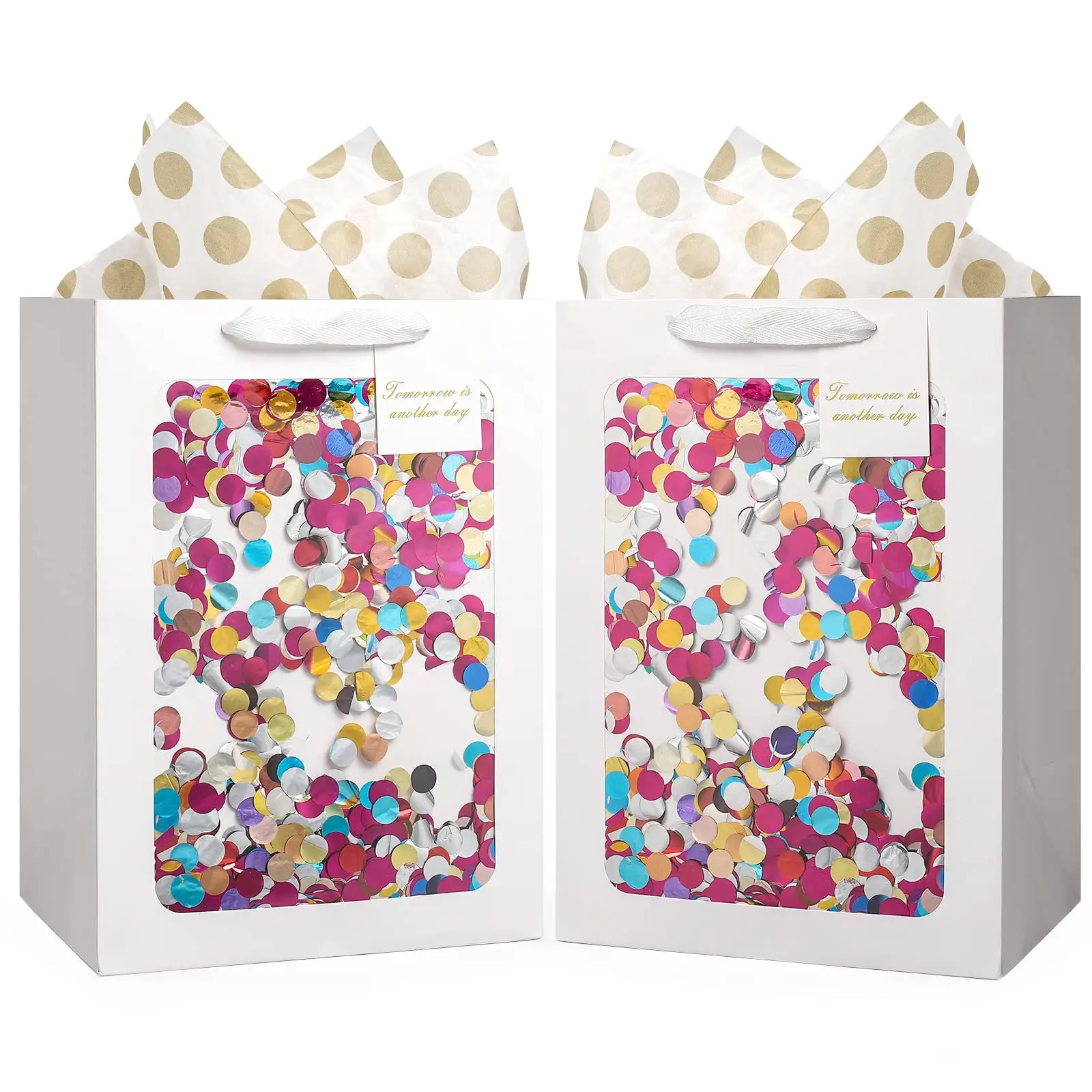 Cute Smooth Surface Golden Dot Tissue grandi borse bianche damigelle d'onore personalizzate sacchetti regalo di ritorno di carta ecologici per regali