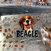 Envolturas para Vasos de PET de 16 oz con Diseño de Perro Beagle, Resistentes a los Rayos UV, Adhesivos de Transferencia Impermeables para Vasos y Tazas, Venta al Por Mayor