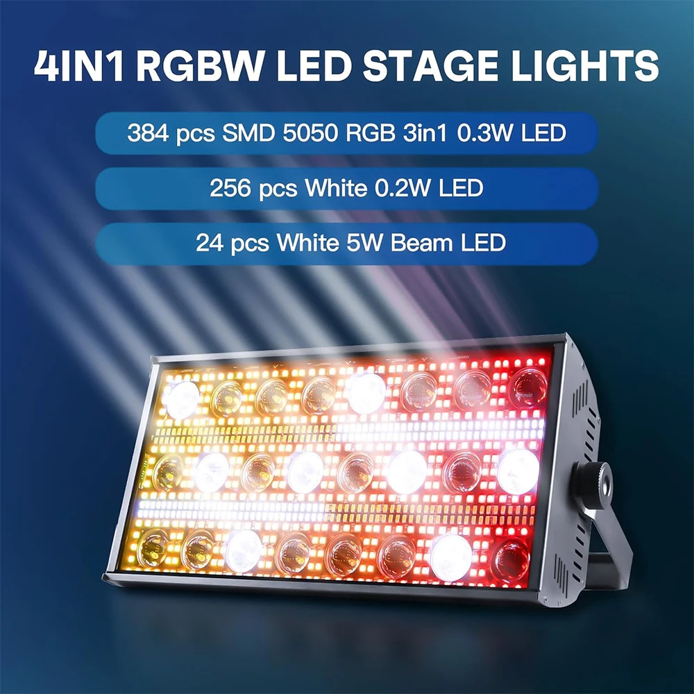 300W LED Stage Lights Strobe RGBW DJ Wash Beam Lighting Sound Control DMX 512 Party