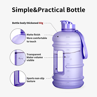 Bouteille d'eau en plastique de 74 oz pour le sport, bouteilles d'eau motivantes avec marqueur de temps, bouteille d'eau d'un demi-gallon de 2200 ml