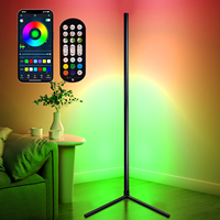Lampe sur pied LED intelligente moderne pour salon et jeux, avec télécommande RGB et contrôle par application, synchronisation musicale, éclairage d'angle et minuterie