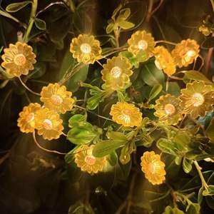Guirlandes lumineuses LED printemps-été, 20 pièces, décoration tournesol en cuivre, alimentées par piles, blanc chaud - Product Image 1