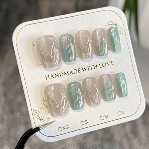 Uñas Postizas Hechas a Mano con Diseño Brillante y Elegante en Rosa, Uñas de Gel Removibles, Set de Manicura - Product Image 2