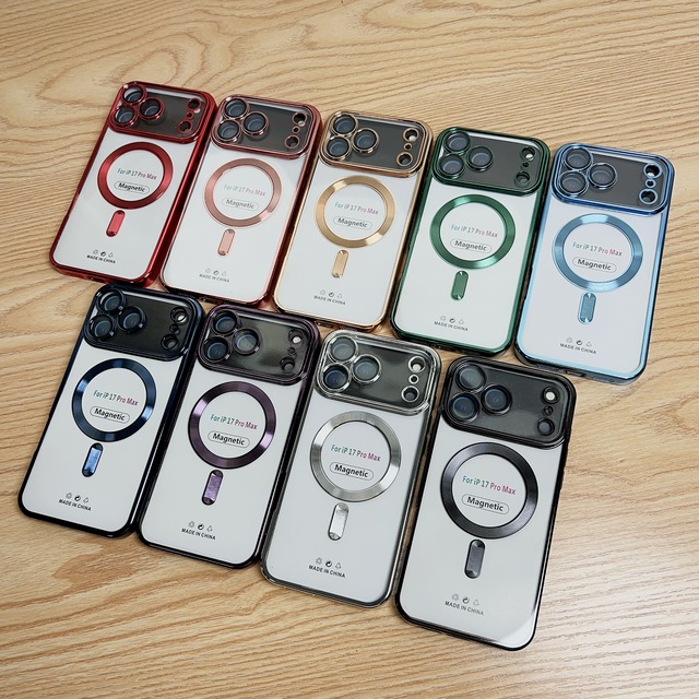 Factory Wholesale Magnetic Phone Case with Lens Film clear Soft TPU  Electroplated Process Mobile case for IPhone 17 Pro Max