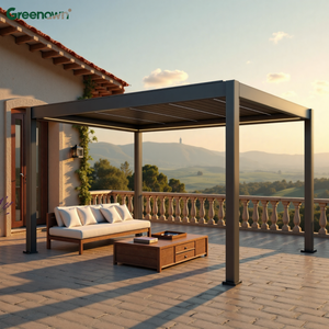 Pergola motorisée en aluminium avec revêtement en poudre personnalisée, bande lumineuse LED, coupe-vent, 3x4/4x4, décorations de balcon et de <span class=keywords><strong>jardin</strong></span> - Product Image 1