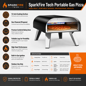 Horno de Pizza a Gas de 16 Pulgadas con Piedra Giratoria y Construcción de Acero Inoxidable para Pizzas Napolitanas y Artesanales - Product Image 4