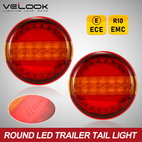 Feux arrière ronds pour camion 12V 24V, feux de freinage, feux de positionnement, feux de signalisation pour camion remorque, homologation E-mark, 140 mm, feux arrière LED ronds type hamburger