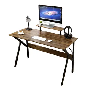 简约风格价格便宜的木质和金属电脑桌R形家庭办公室PC笔记本电脑工作学习角办公桌