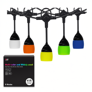 Guirnalda de luces LED de 41 pies, impermeable, para decoración de jardín exterior, con enchufe, 12 bombillas, multicolor, 8 modos - Product Image 1